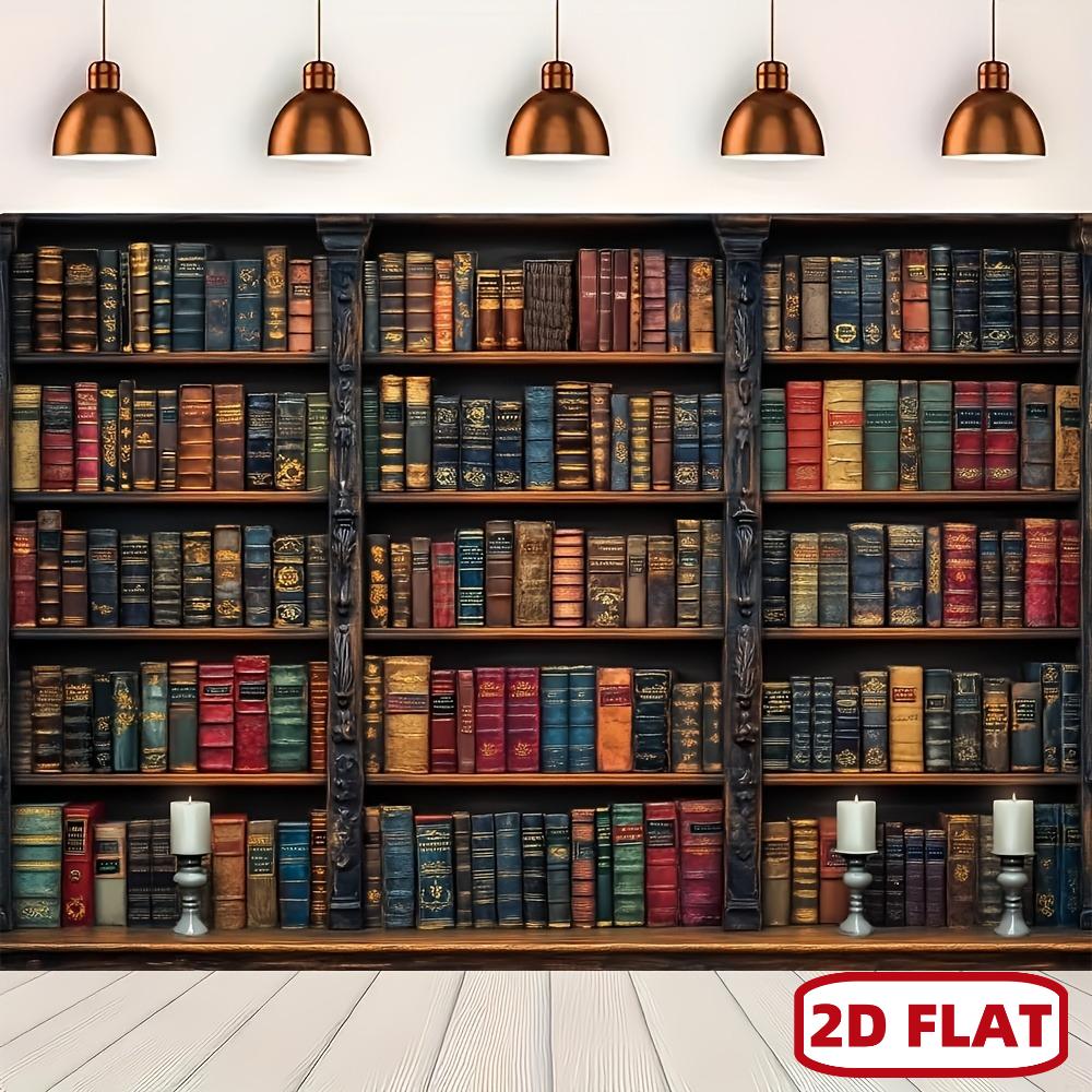1Pcs Vintage Bookshelf Library Study Room Decoration Background School Backdrop Decorations For Photo Studio Photo Booth Party