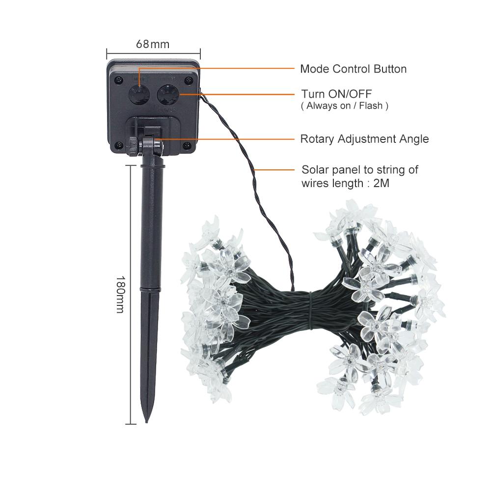 LED Solar String Christmas Lights IP65 Waterproof Flower Garden Blossom Party For Outdoor Home Wedding Holiday Decoration