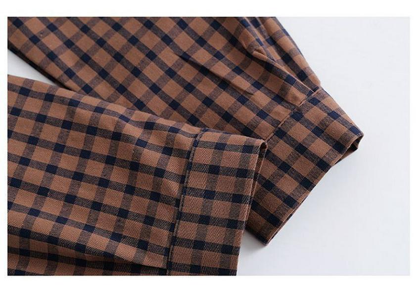 2026 Pure Cotton Plaid Cardigan for Middle-aged & Elderly Women - Long Sleeve, Mom & Grandma Style