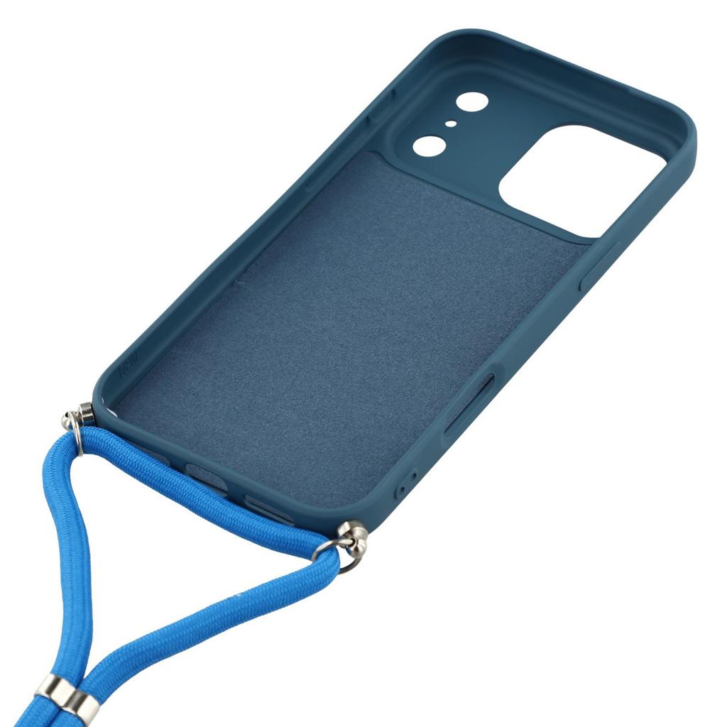 For iPhone 17 Pro Max Case Soft TPU Fiber Lining Phone Cover with Shoulder Strap