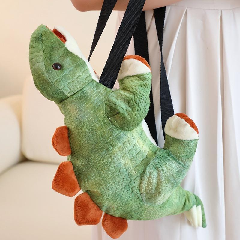 Cartoon Stegosaurus Backpack Plush Doll Green Dinosaur Large Capacity Backpack Girls Shopping Crossbody Bag