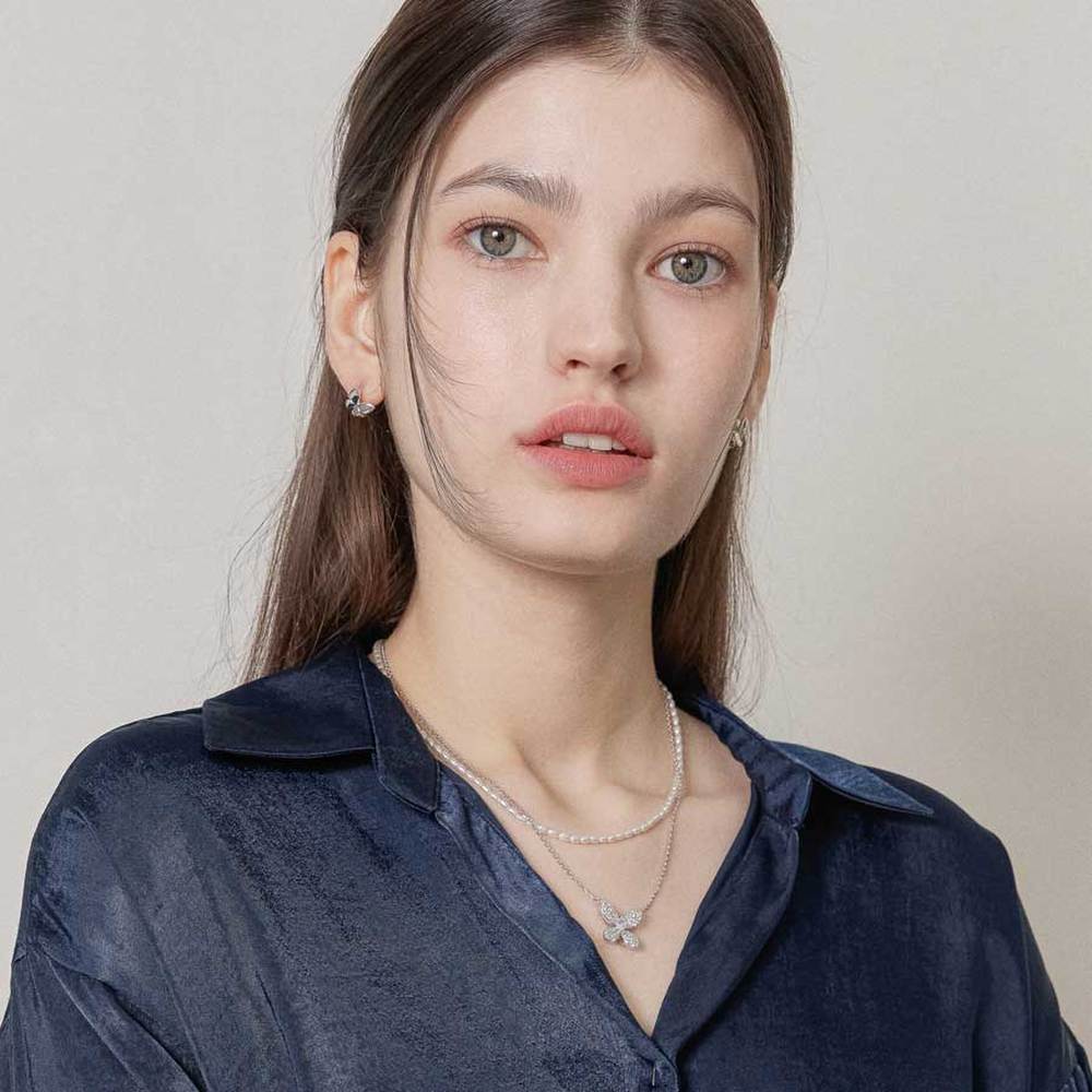 J.Lauren Oval Pearl Silver Necklace N01188
