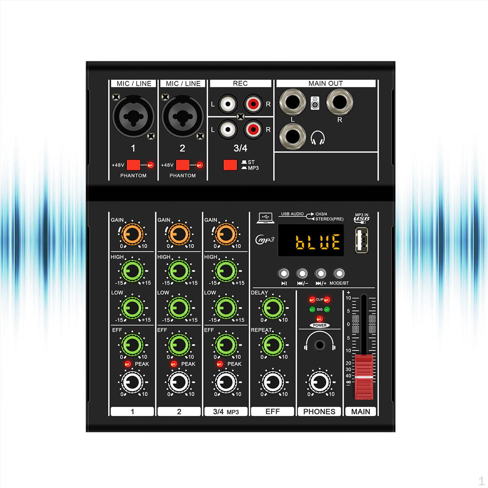 Audio Mixer Professional 4 Channel Sound Board Controller for Recording Beginners