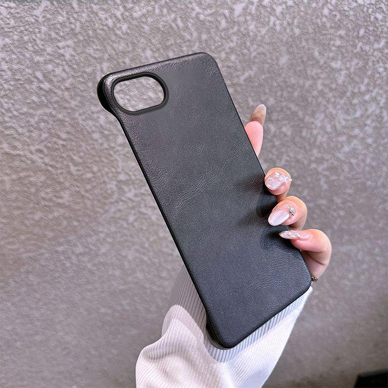 For iPhone 16e Case Ultra Thin Frameless PU Leather Hard PC Protective Case For iPhone 16e Borderless Back Cover iPhone16e iPhone 16e чёрный