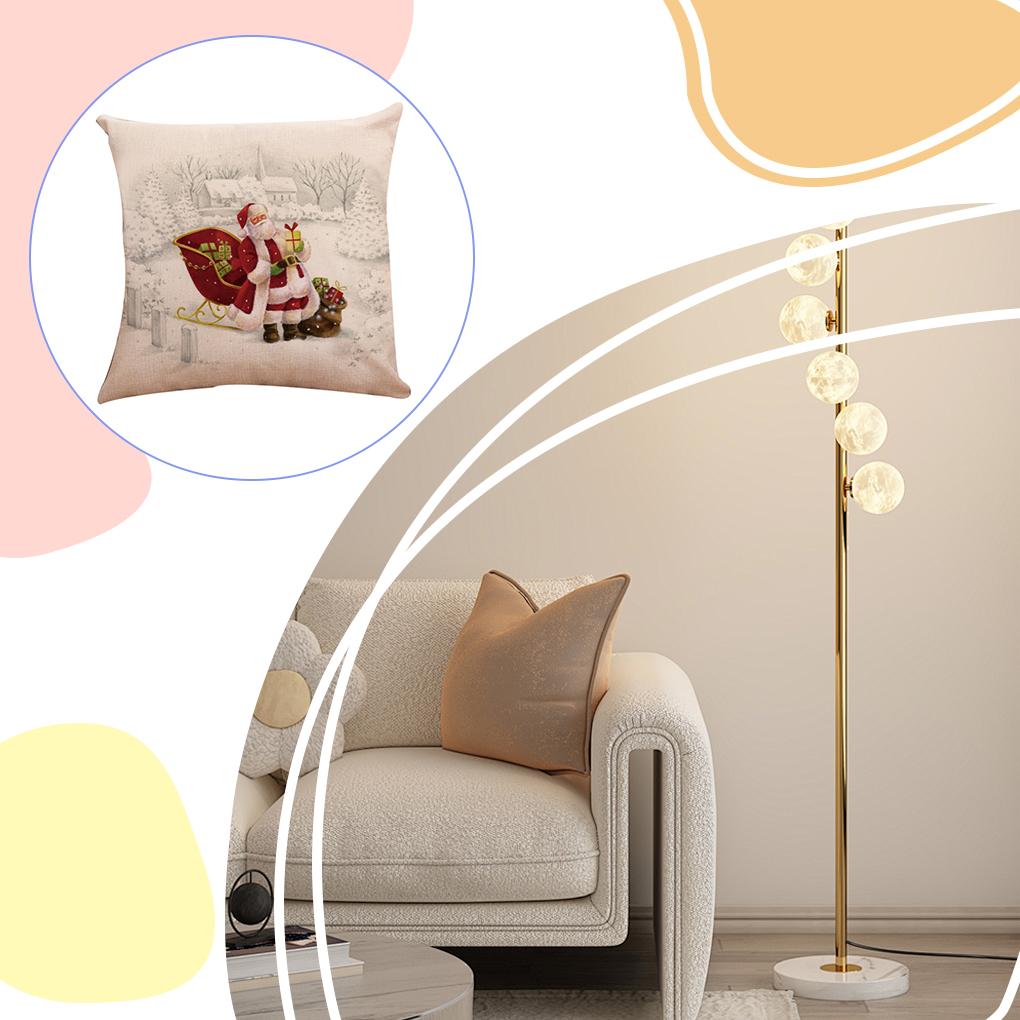 Skin-friendly Cushion Cover Christmas Theme Non-toxic Extra Thick Christmas Cushion Cover Bed Sofa