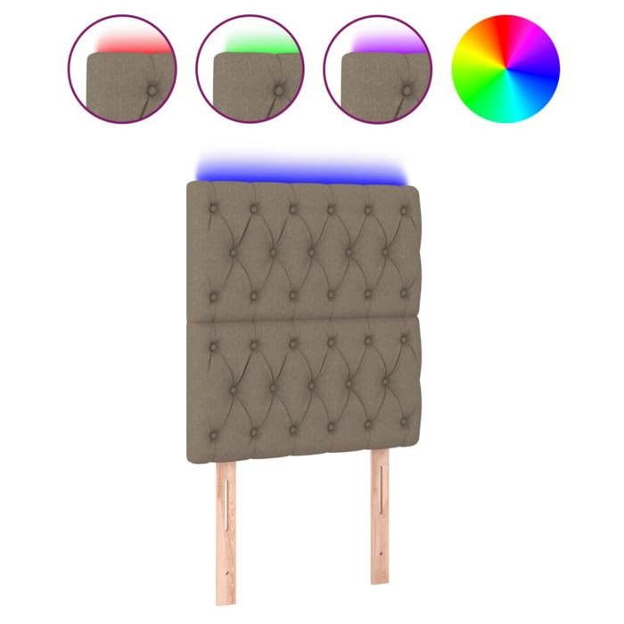 VidaXL Tête de Lit à LED Meuble de Chambre à Coucher Accessoire de Lit Simple Tête de Cadre de Lit Intérieur Taupe 3122738