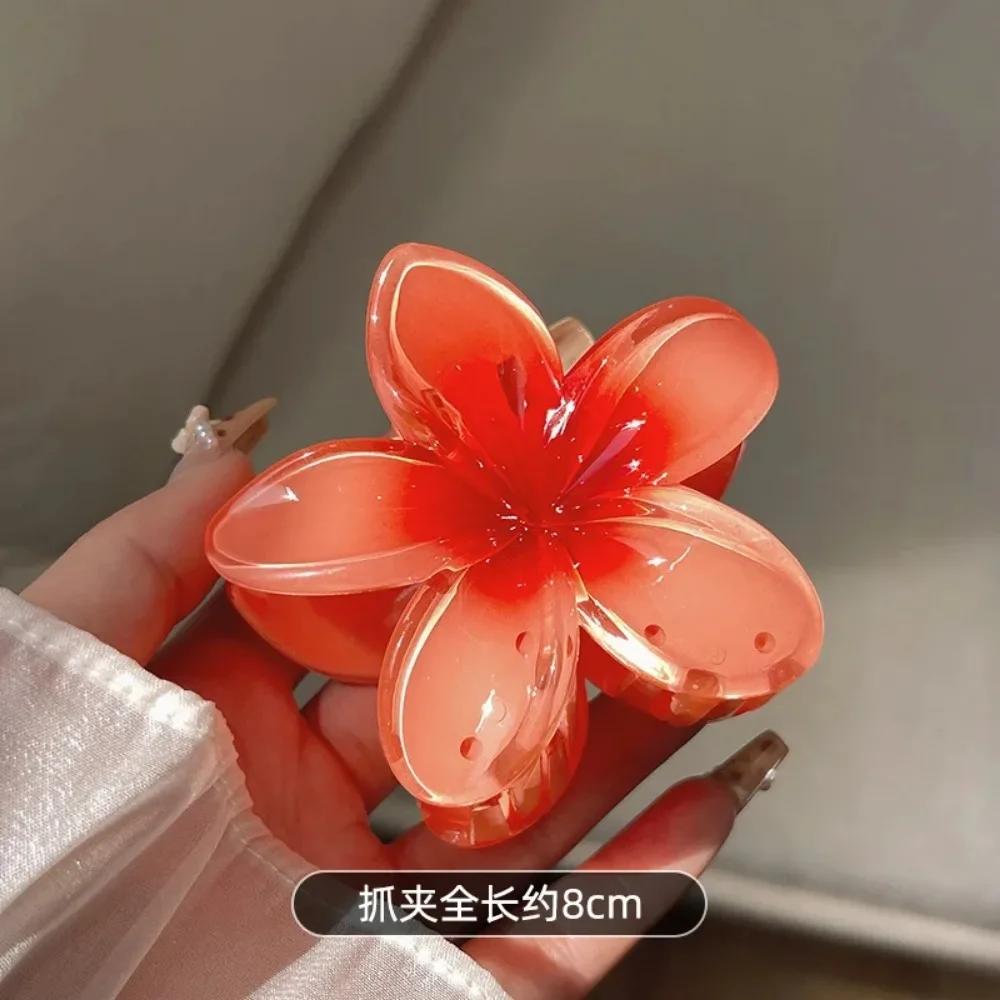 Gradient Flower Hair Clips Set - Multicolor Beach Hawaiian Claw Clips for Women Summer Hair Accessories