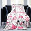 1pc Pink Fantasy Cute Cat Marie Home Decor Blanket, Couch Throw, Outdoor, Gift, Flannel Coverlet, Bedroom, Living Room, Travel
