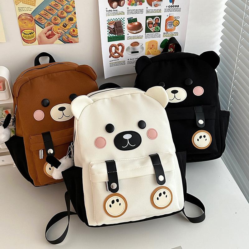New Student Schoolbag Fashionable Large Capacity Backpack Cute Cartoon Bear Campus Class Backpack