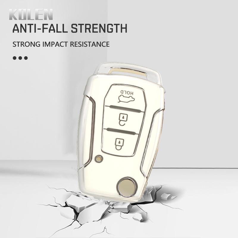 TPU Car Flip Key Case Cover Shell Fob For Ssangyong Kyron 2 Sanka Actyon Korando Tivoli 3 Buttons Key Protective Holder Keychain