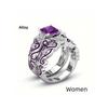 Purple Square Zircon Resin Flower Pattern Retro Ring