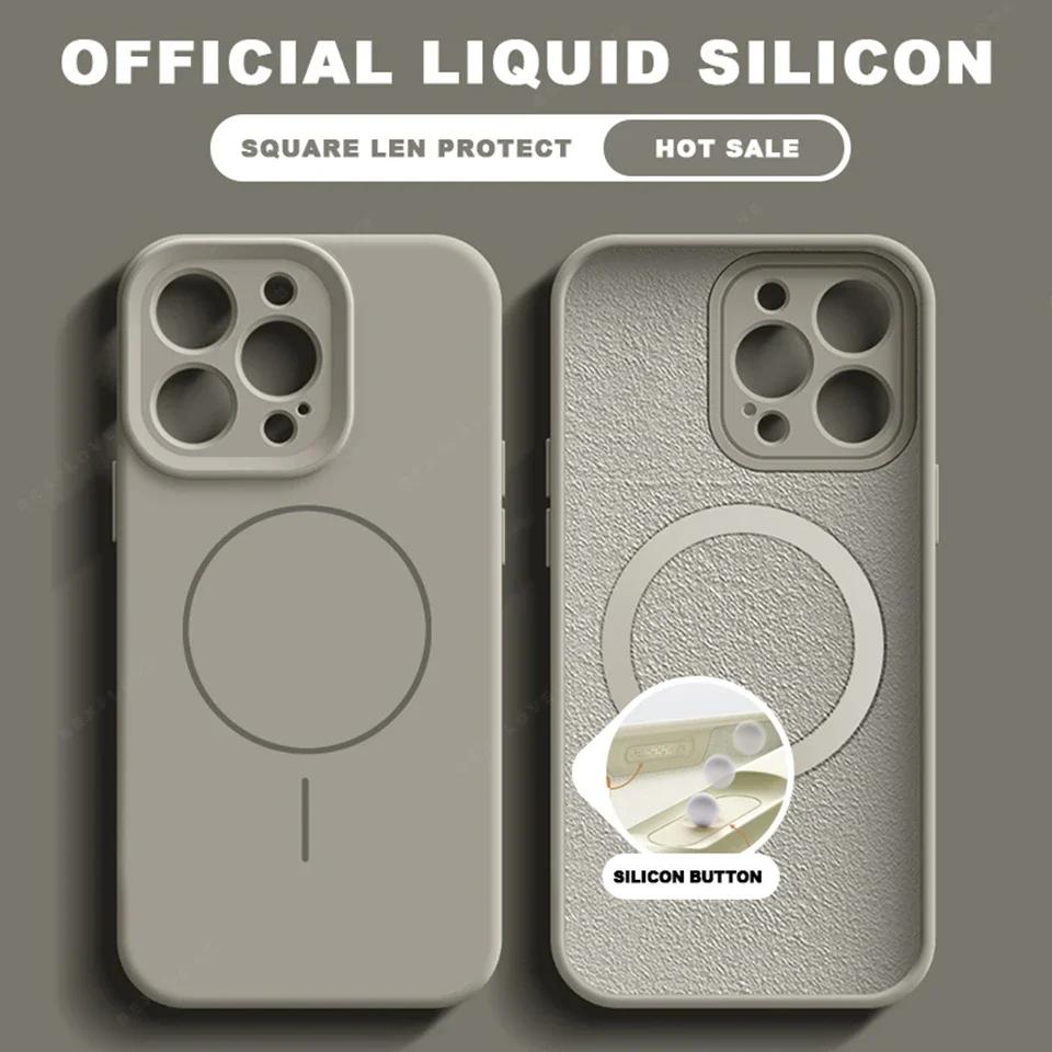 Liquid Silicone Magnetic Phone Case For iPhone 15 14 16 Plus 16E 11 12 13 16 Pro Max SE4 Magsafe Charge Protector Cover