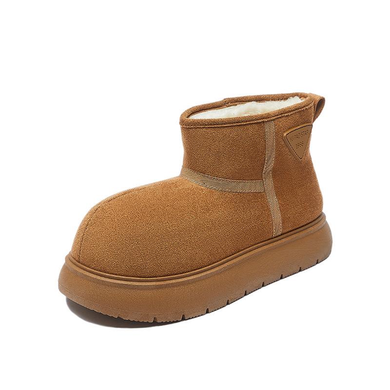 Women's Winter Warm Snow Boots Fuzzy Faux Suede Walking Shoes for Women Casual Anti-Slip Comfortable Chunky Platform Short Booties With Faux Fur Lined