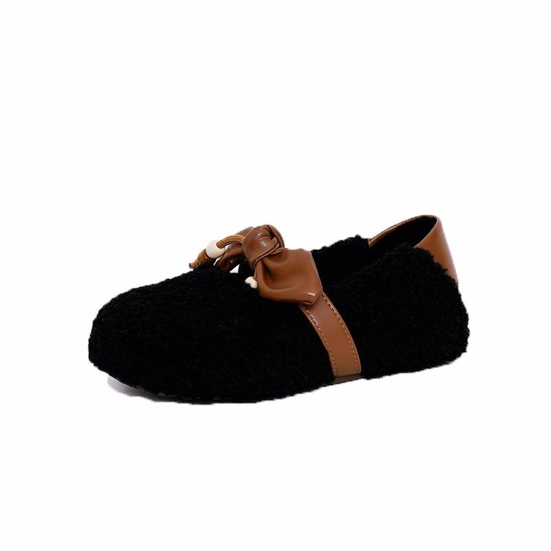 Fluffy Shoes Women 2026 Autumn and Winter New Casual Flat Shoes Mary Jane Female Slip-on Lazy Retro Loafers Women