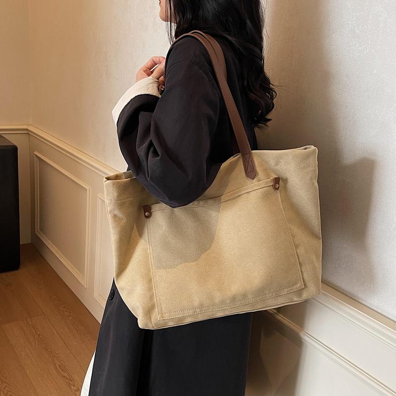 Canvas bag large bag shoulder bag trendy large capacity tote bag temperament underarm bag leisure bag
