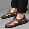 FashionBrand Cow Leather Retro Sandals Men's Summer Shoes Leisure Beach Shoes Male Genuine Leather Slippers Brown Dress Loafers Men