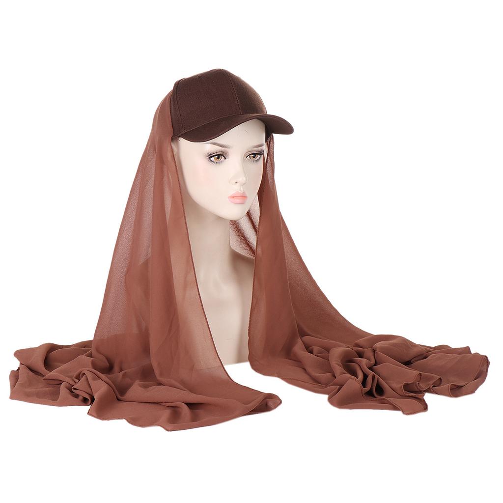 New Colors Chiffon Hijab With Base Ball Cap Summer Sports Cap With Chiffon Hijabs Ready To Wear Instant Chiffon Sport Hijabs