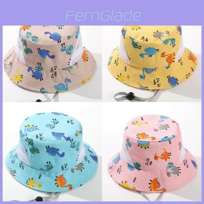 Cartoon Dinosaur Kids Sun Hat With Wide Brim Breathable Cotton Summer Vacation Style For Children