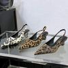 Fashion Pointed Toe Leopard Women Sandal 2025 Summer New Fashion Slope Heel Hollow Luxury Woman Shoes  Banquet Fashion Sexy Slide Sandal