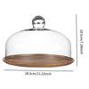 Wooden Cake Stand with Glass Cover Dessert Plate Decorative Cake Holder Round Cake Plate for Cream Candy Party Dessert Cake