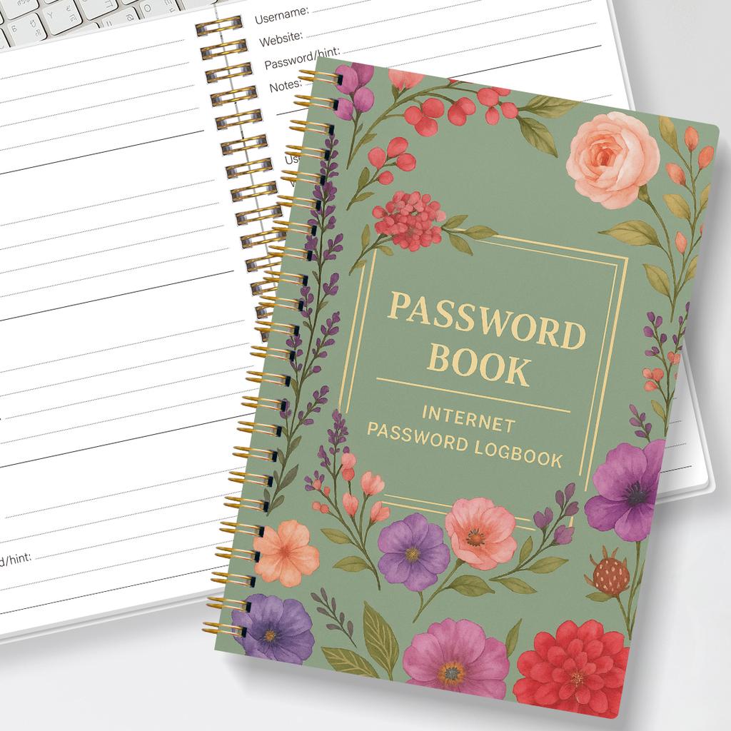 A5 Passwortbuch, Internetkonto- und Website-Login-Organizer, Notizbereich, Perfektes Passwortjournal zur Verwaltung der Cybersicherheit