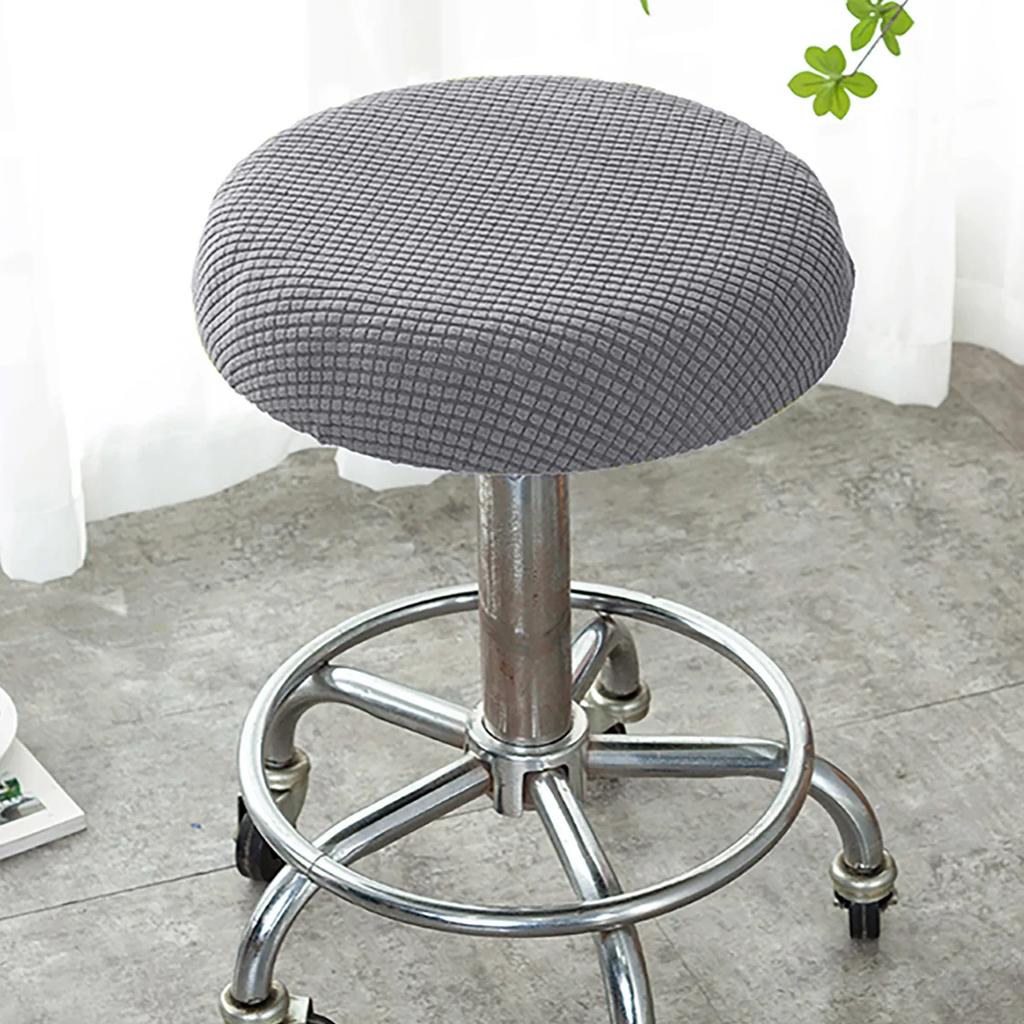1pc Knit Solid Color Fleece Round Stool Chair Cover Elastic Stretchable for All Seasons Home Decor