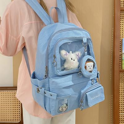 Neue Niedliche Transparente Schmerztasche Mädchenherz ist hoch Schultaschen für Gymnasiasten und Rucksäcke mit großem Fassungsvermögen.