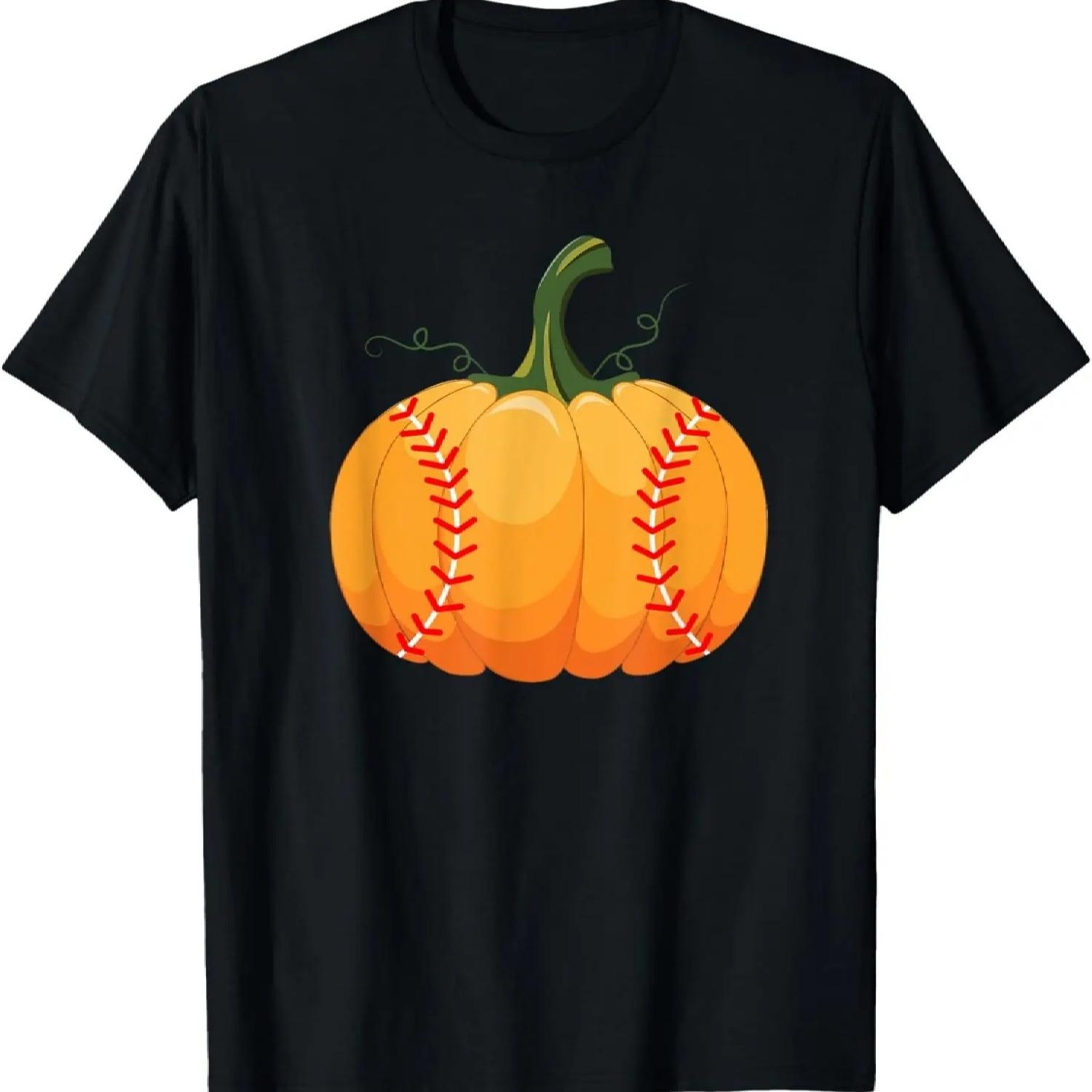 Baseball Pumpkin T-Shirt Funny Sports Halloween Shirts T-Shirt S
