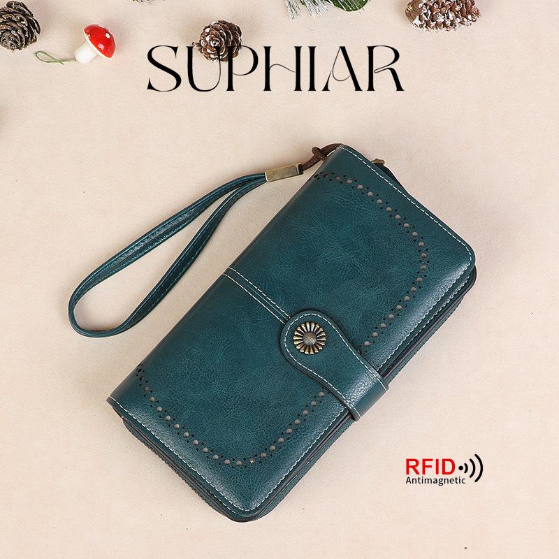 

Hot-selling anti-theft brush women s wallet long zipper wallet pu large capacity hand wallet