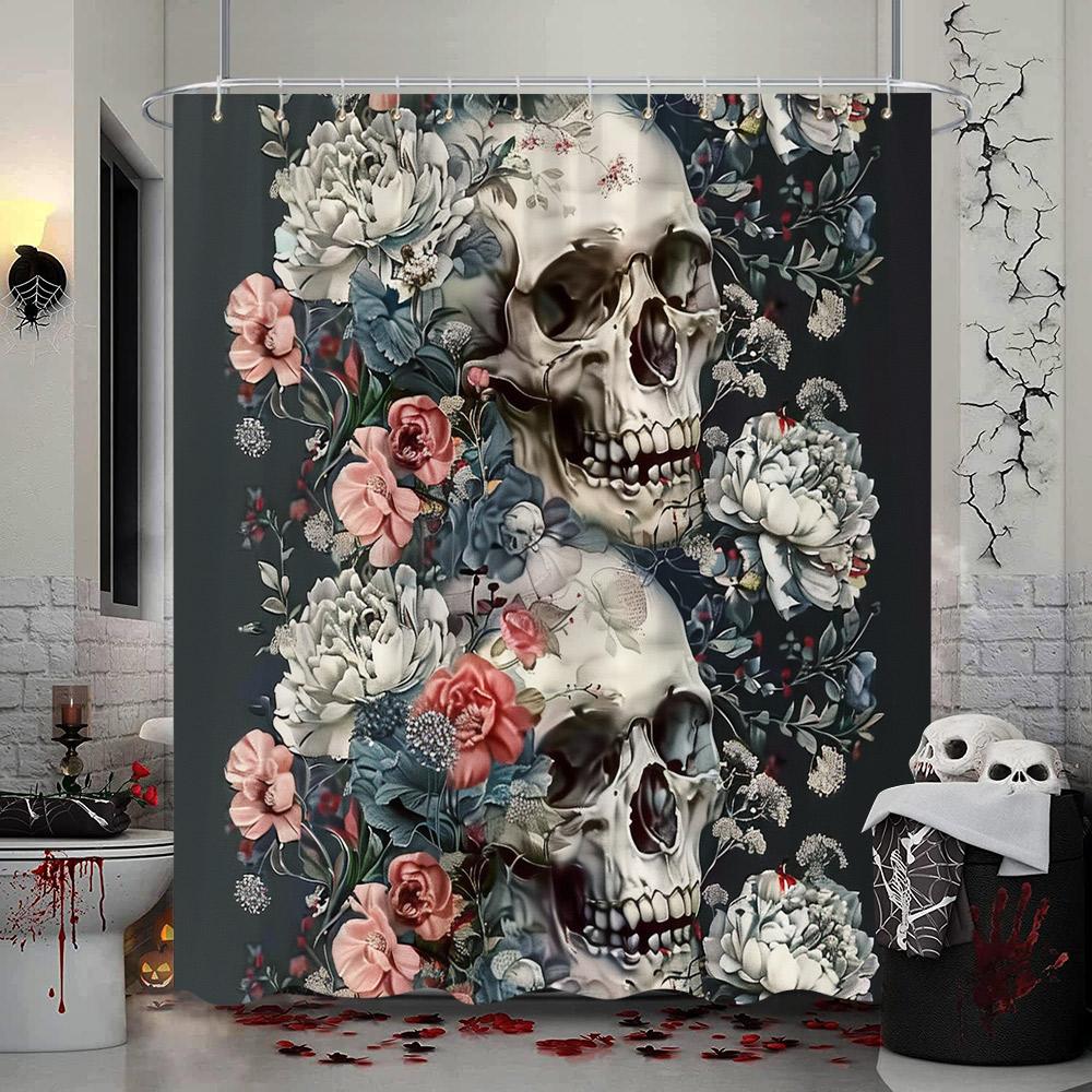 Spooky Halloween Skeleton Shower Curtain Skull Flower Dinosaur Western Cowboy Polyester Fabric Shower Curtains Bathroom Decor