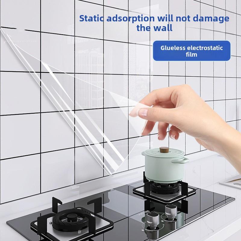 Wall Protector Film Kitchen Oil Proof Wall Sticker Stove Cabinet Heat-resisting Self Adhesive Wallpaper Waterproof Decoration