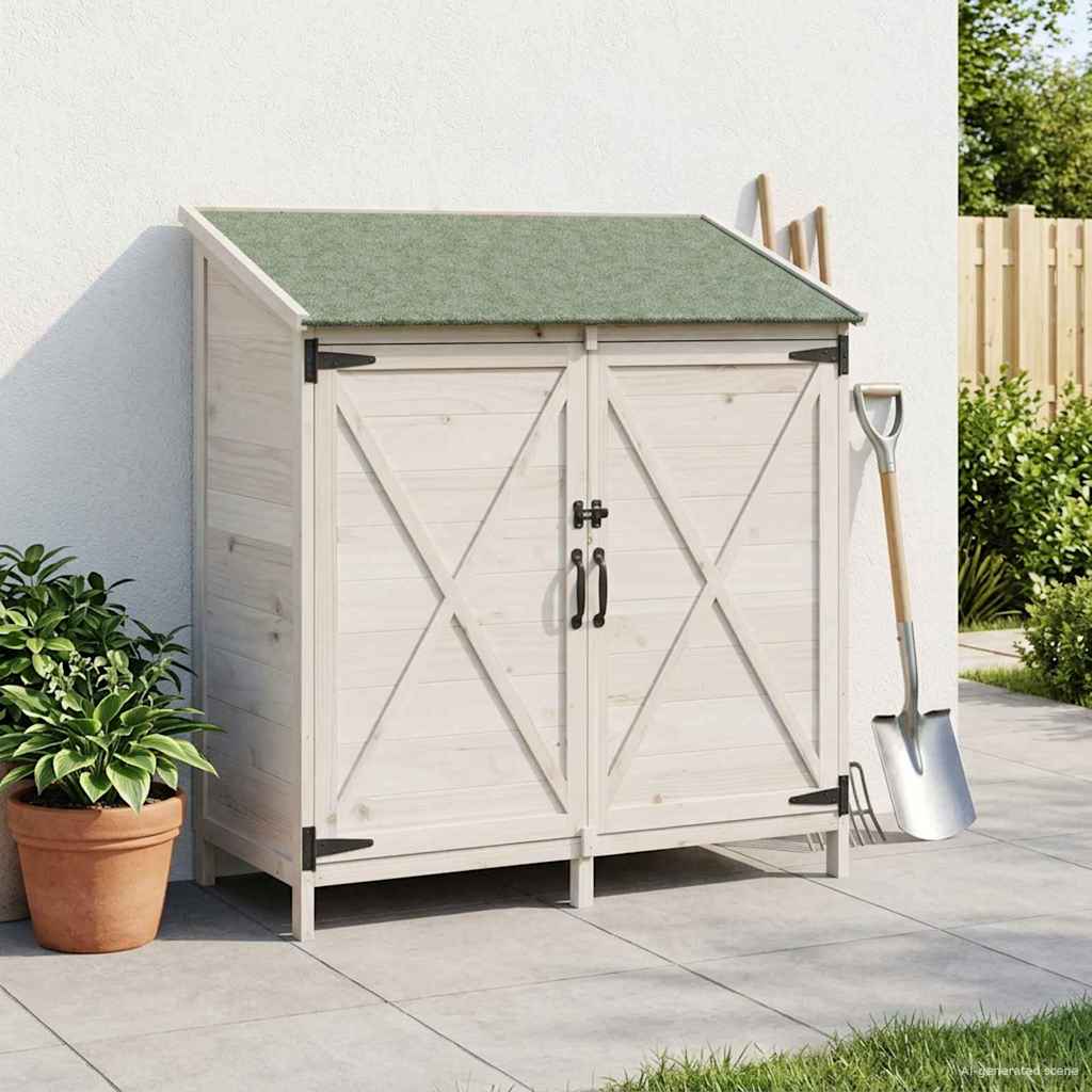 Garden Shed White 106 x 56 x 113.5 cm Solid Spruce Wood