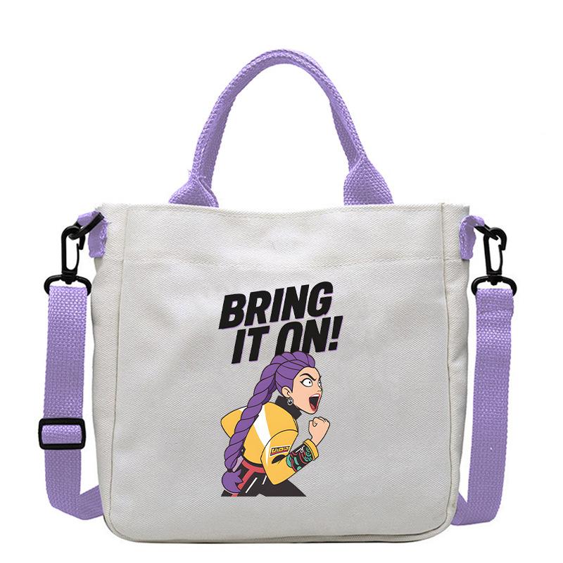 Move Demon Hunters Canvas Bag Fashion Printed Handbag Cute Cartoon Anime Commuting Portable Book Storage Bags Pocket Gifts KPOP Kid Friendly 2