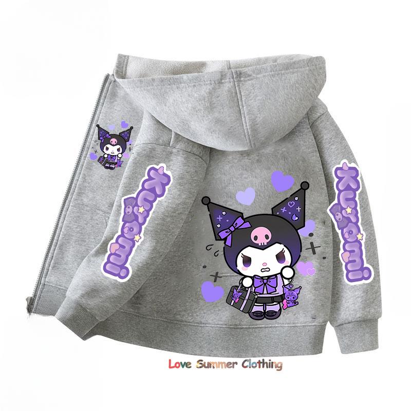 Mikina s kapucí na zip Kawaii Dětská Streetwear Kuromi Dětská Mikina na zip Dětská Mikina Manga Oblečení Dítě Dívka Chlapec Top Mikina