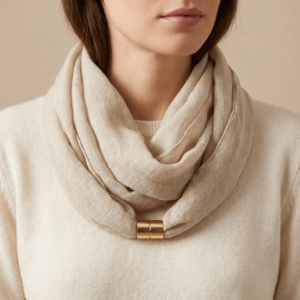 Soft Satin-Texture Neck Scarf Wrinkle-Resistant Neck Warmer Fashion Magnetic Buckle Scarf Casual