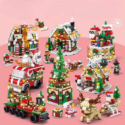 6 em 1 trem de natal modelo blocos de construção tijolos conjuntos bonecas clássicas crianças brinquedos presente