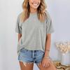 Women Fashionable Short Sleeve Soild Casual Basic  Pullover T-shirt Top