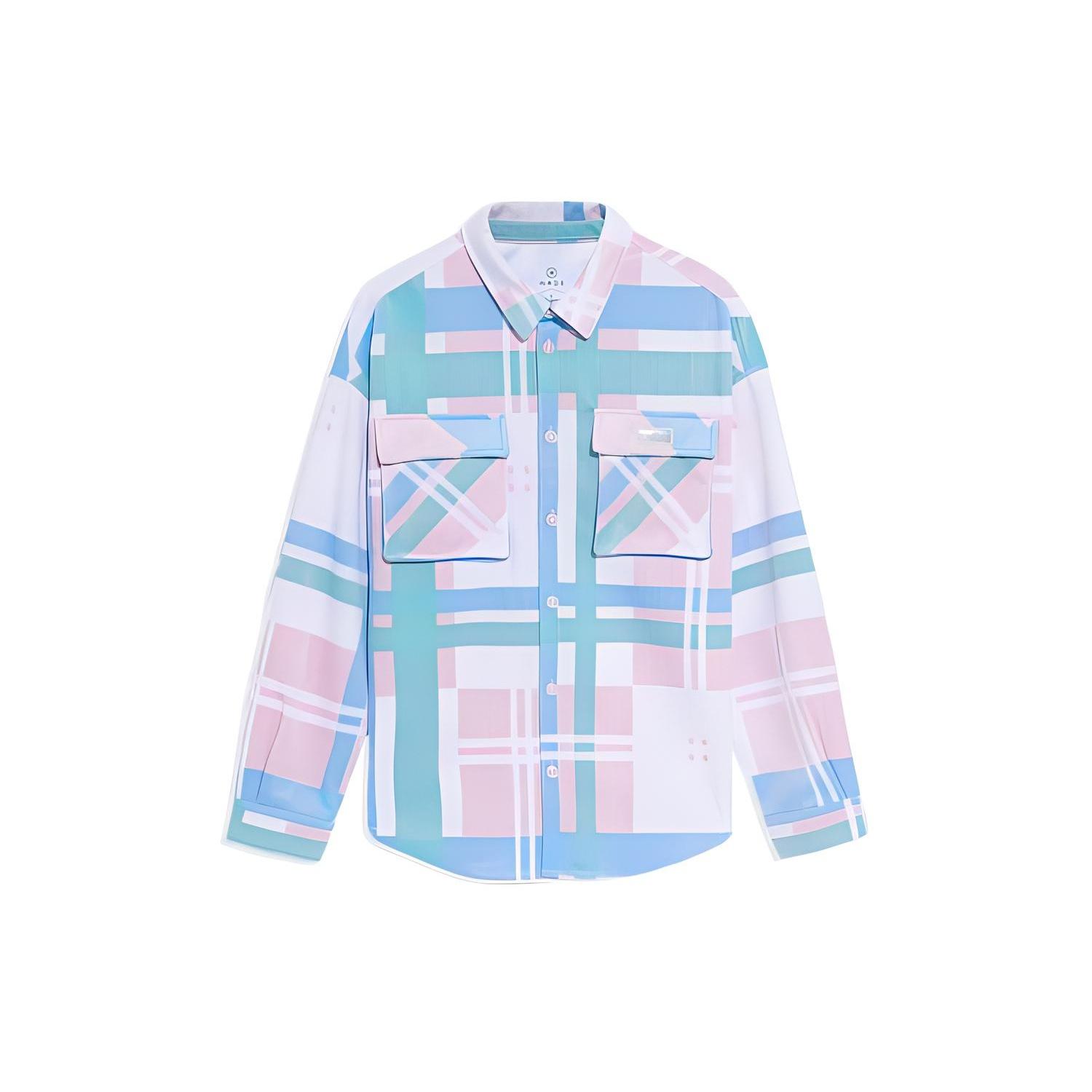 Li-Ning Wade Series Colorblock Plaid Loose Shirt White Pink Blue Unisex AFDS205-1 L