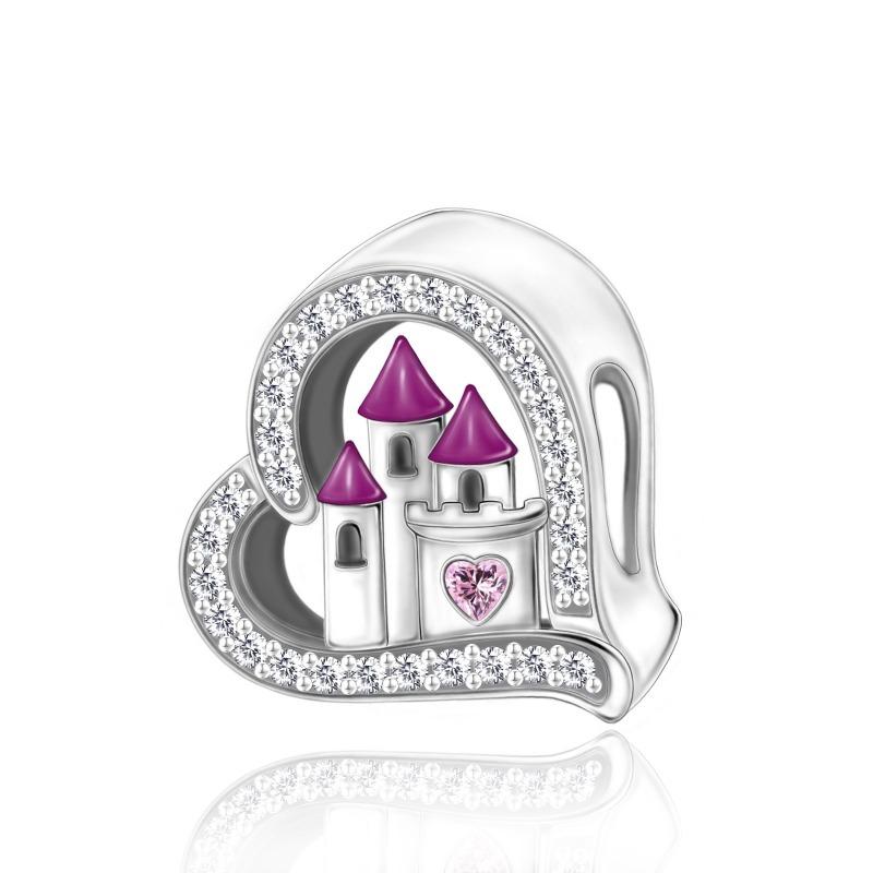 

S925 Silver [DIY Dream Castle Irregular Heart Beaded Bracelet Craft Kit With Assorted Beads And Charms]