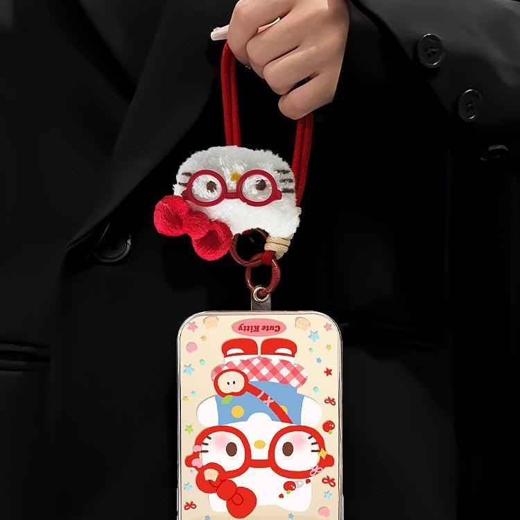 Glasses kt cat lanyard suitable for apple 17 mobile phone case iphone15promax cute cartoon 16 electroplating window