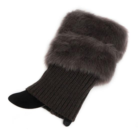 Winter Women Warm Faux Fur Crochet Knitted Leg Warmers Short Boot Socks Cuffs