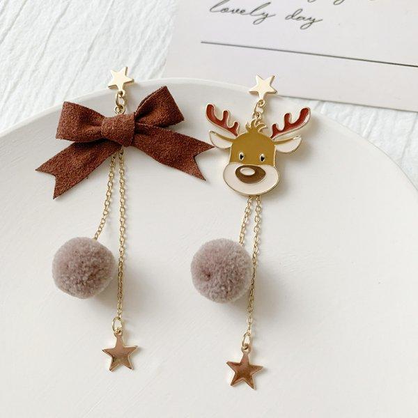 Unique Christmas Elk Snowflake Earring For Women Girls Cute Pearl Rhinestone Christmas Earrings Festival New Year Jewelry Gifts