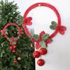 Christmas Window Decoration Non-woven Fabric Bell Wreath, Holly Berry Wreath with Mini Xmas Tree Bells, Hanging for Front Door Wall