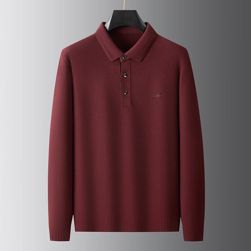 Dibinze Men's Plus Size Merino Wool Long Sleeve Polo Shirt