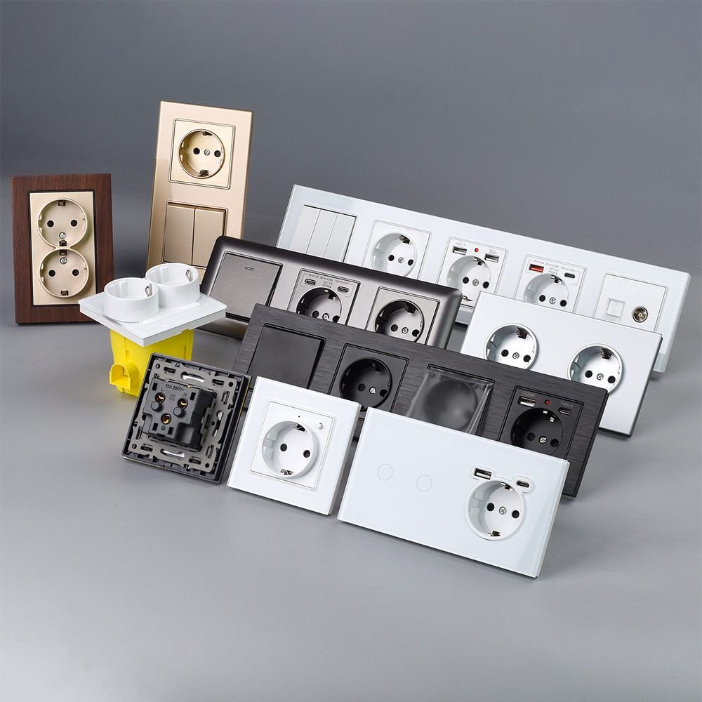 1Pcs Dual USB Fast Charge Panel Wall Switch Wall Power Socket Switch  for EU Standard Wall Mount DIY