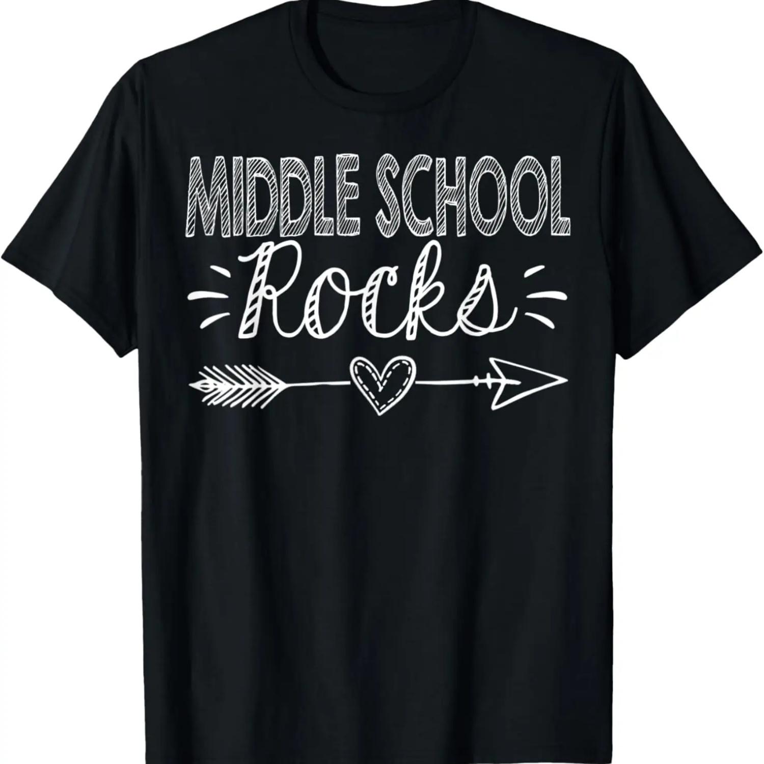Middle School Rocks 1st Day Of School Middle School Teacher T-Shirt S