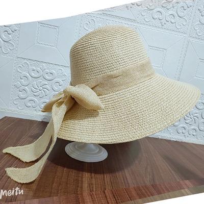 Straw Hat Women's Summer Sun Protection Big Brim Outdoor Sun Hat Shade Beach Hat Children's Seaside Top Hat Tide Big Brim