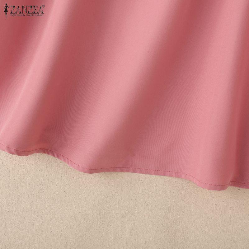 ZANZEA Women Square Collar Summer Casual 3/4 Sleeve Solid Blouse