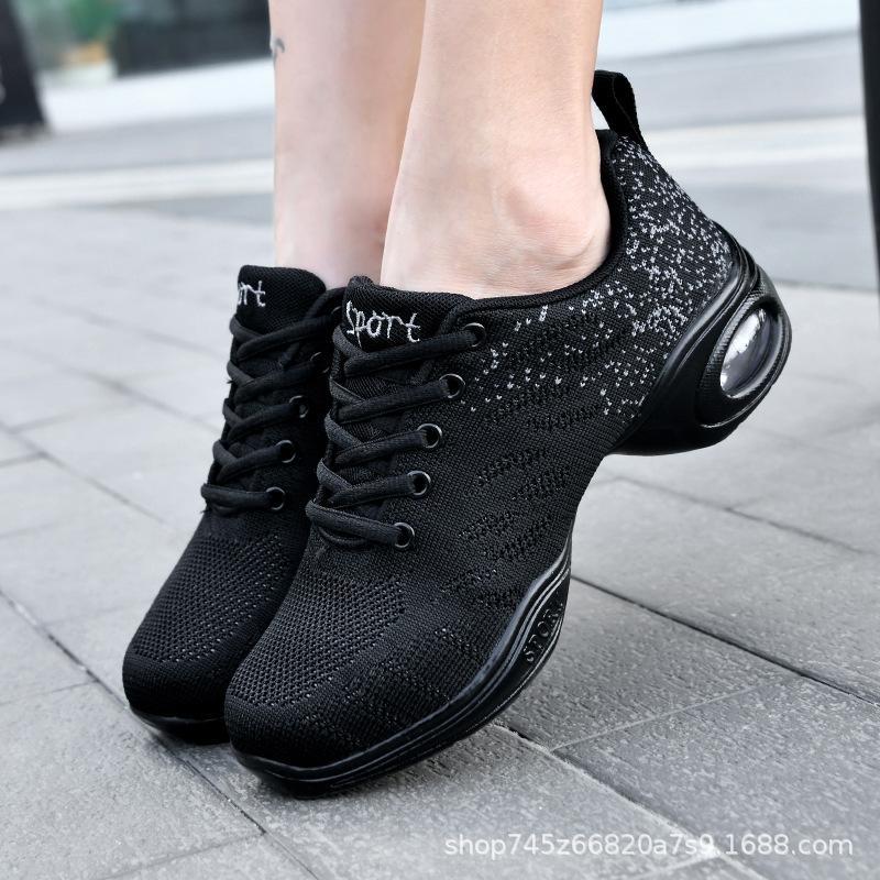 

Women s new square dance shoes adult soft-soled jazz breathable dance shoes women s mid-heel black dance shoes outer wear 35