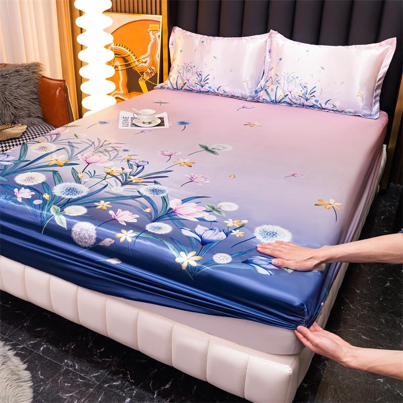 

Простыня из ледяного шелка, односпальное покрывало, летний защитный чехол для матраса Simmons, летний коврик, простыня, покрывало, комплект из трех предметов 150*200cm [Ice Silk Bed Hat